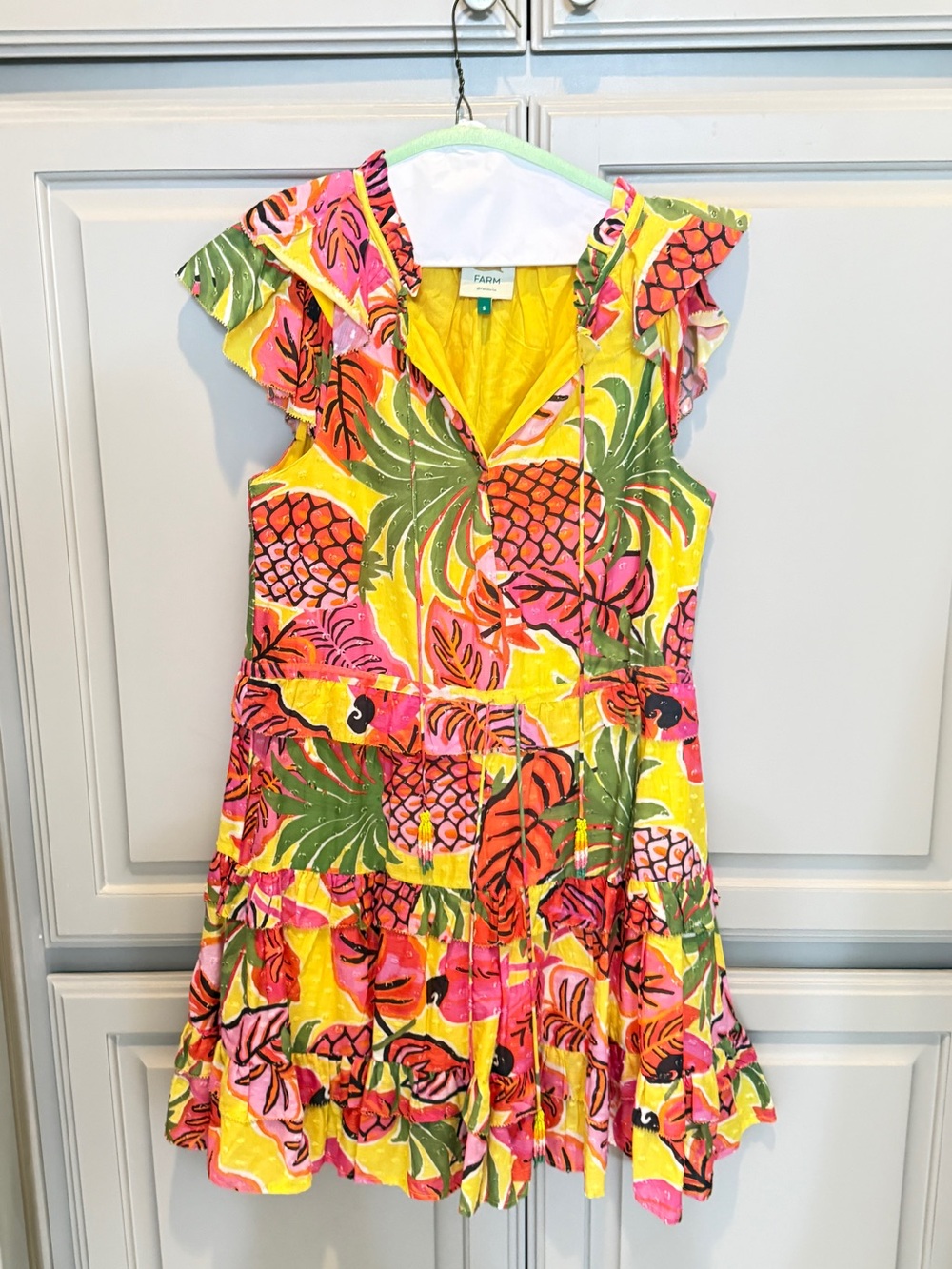 FARM Rio Yellow & Pink Tropical Ruffle Mini Dress - Picture 5 of 12